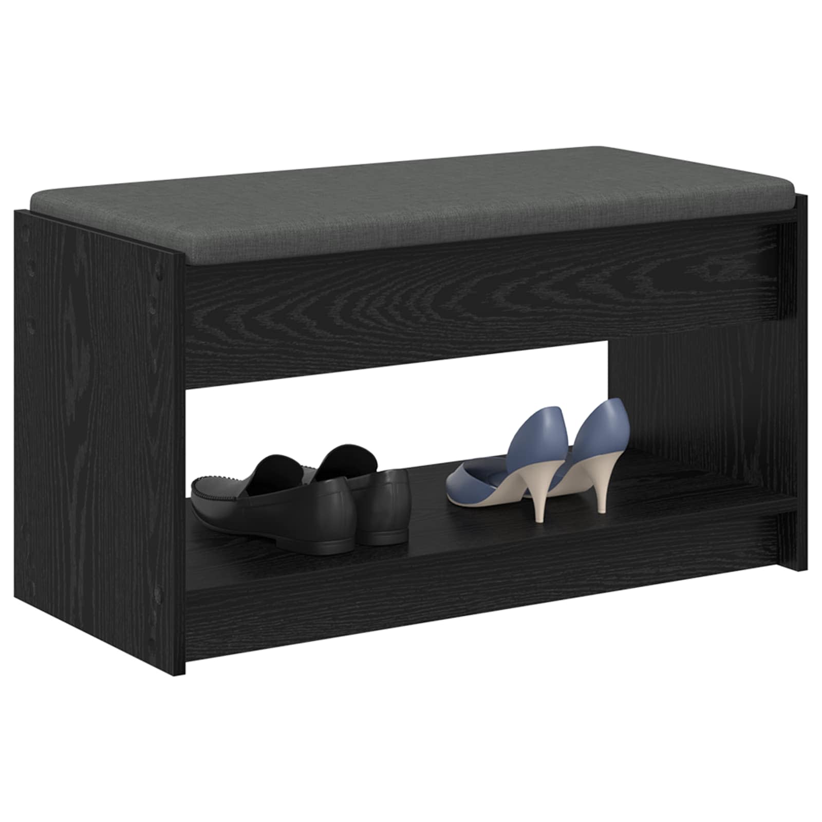 Panca per ingresso con cuscino Rovere Nero 83 x 38 x 45 cm