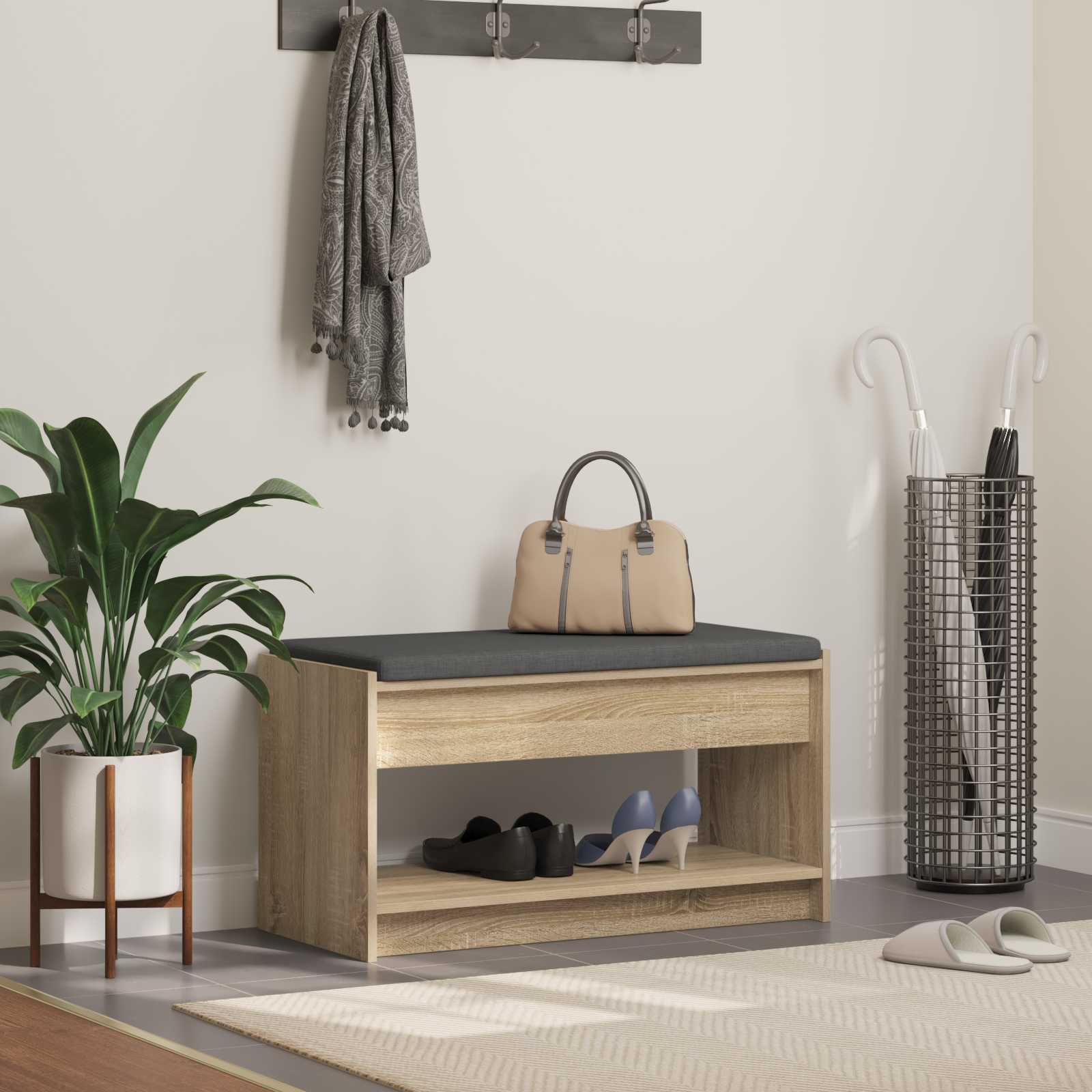 Panca per ingresso con cuscino Rovere Sonoma 83 x 38 x 45 cm