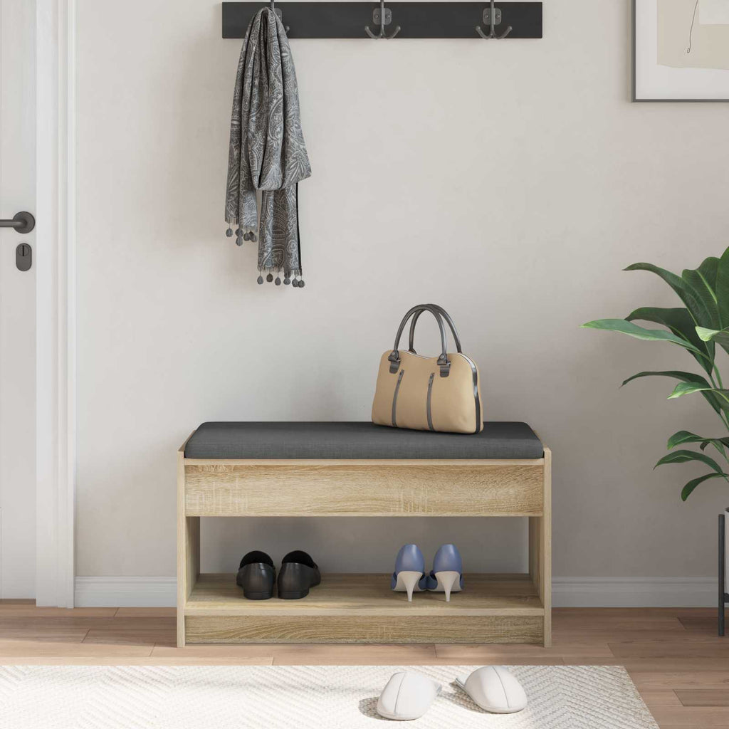 Panca per ingresso con cuscino Rovere Sonoma 83 x 38 x 45 cm