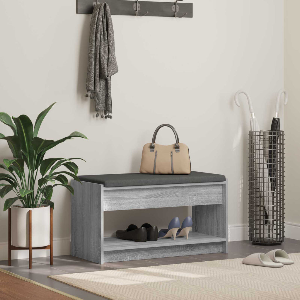 Panca per ingresso con cuscino Sonoma grigia 83 x 38 x 45 cm