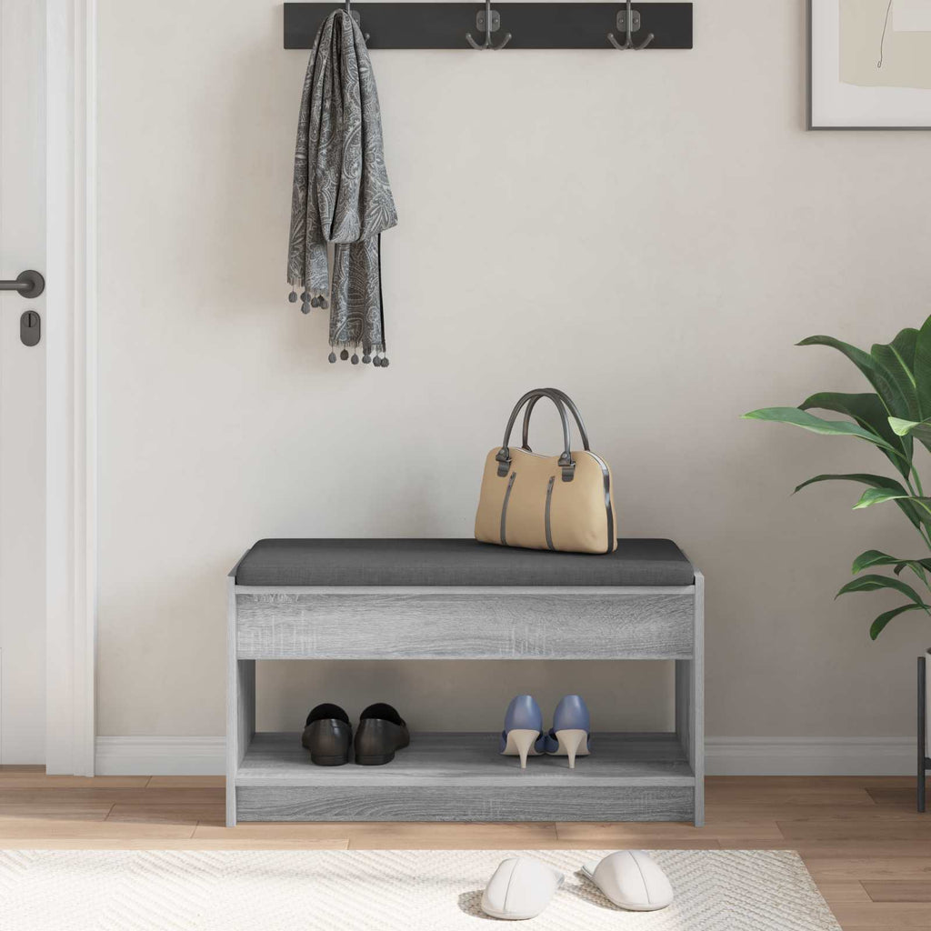 Panca per ingresso con cuscino Sonoma grigia 83 x 38 x 45 cm