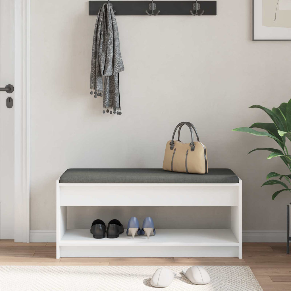 Panca per ingresso con cuscino Bianco 103 x 38 x 45 cm