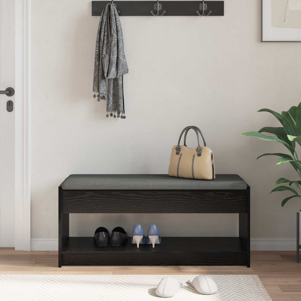 Panca per ingresso con cuscino Rovere Nero 103 x 38 x 45 cm