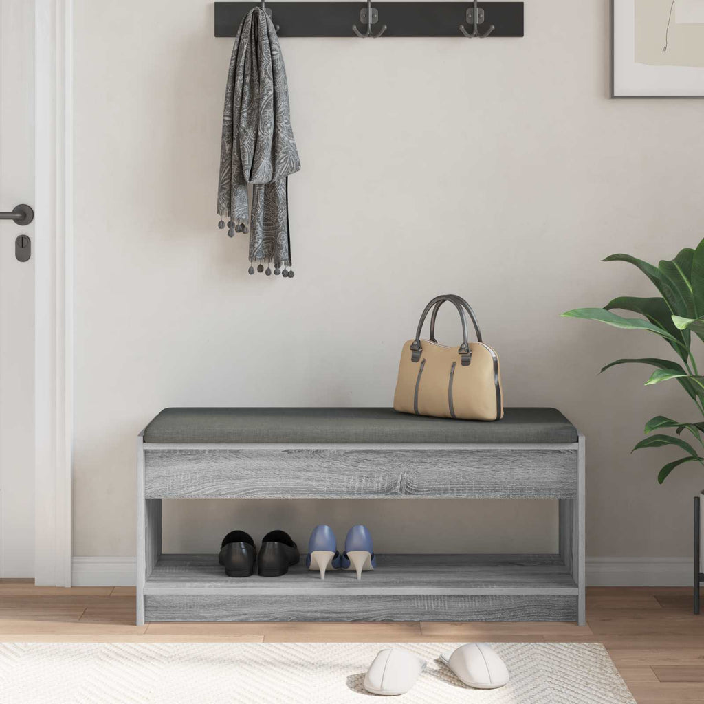 Panca per ingresso con cuscino Sonoma grigia 103 x 38 x 45 cm