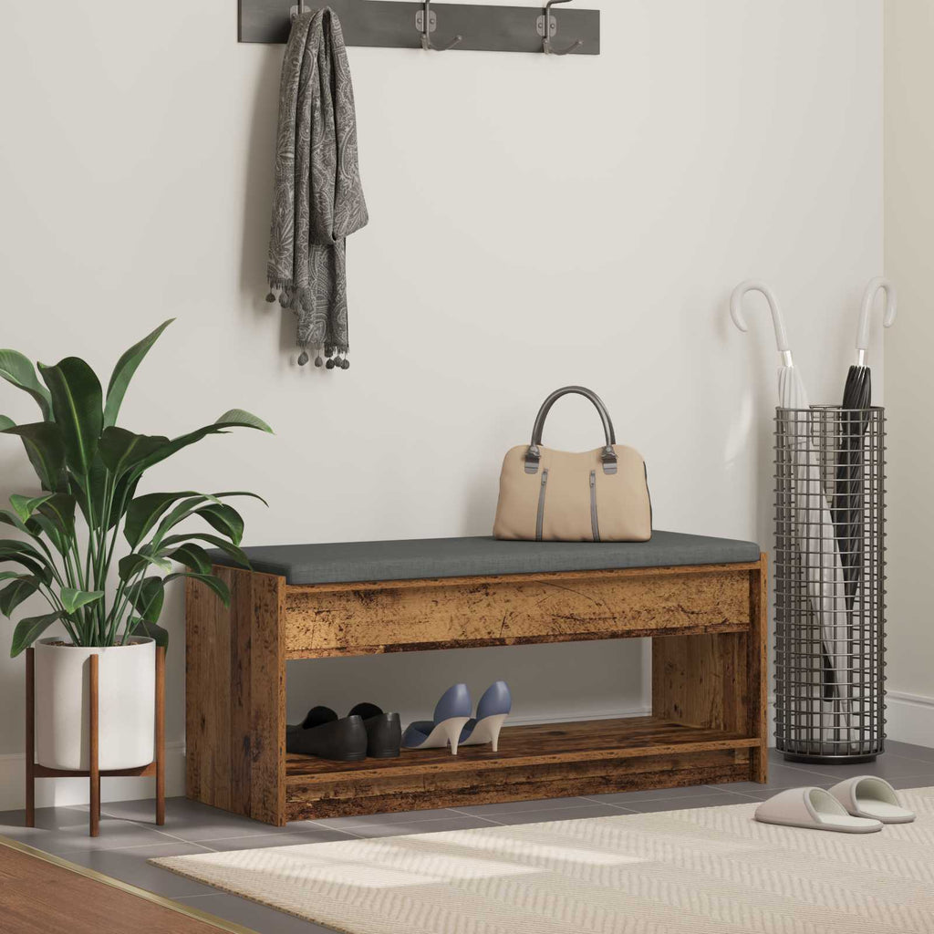 Panca per ingresso con cuscino Legno vecchio 103 x 38 x 45 cm