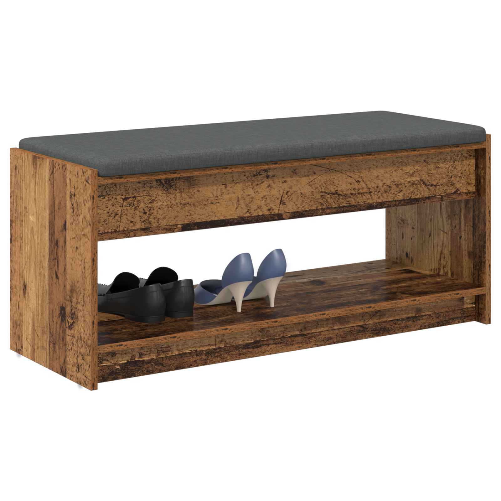 Panca per ingresso con cuscino Legno vecchio 103 x 38 x 45 cm