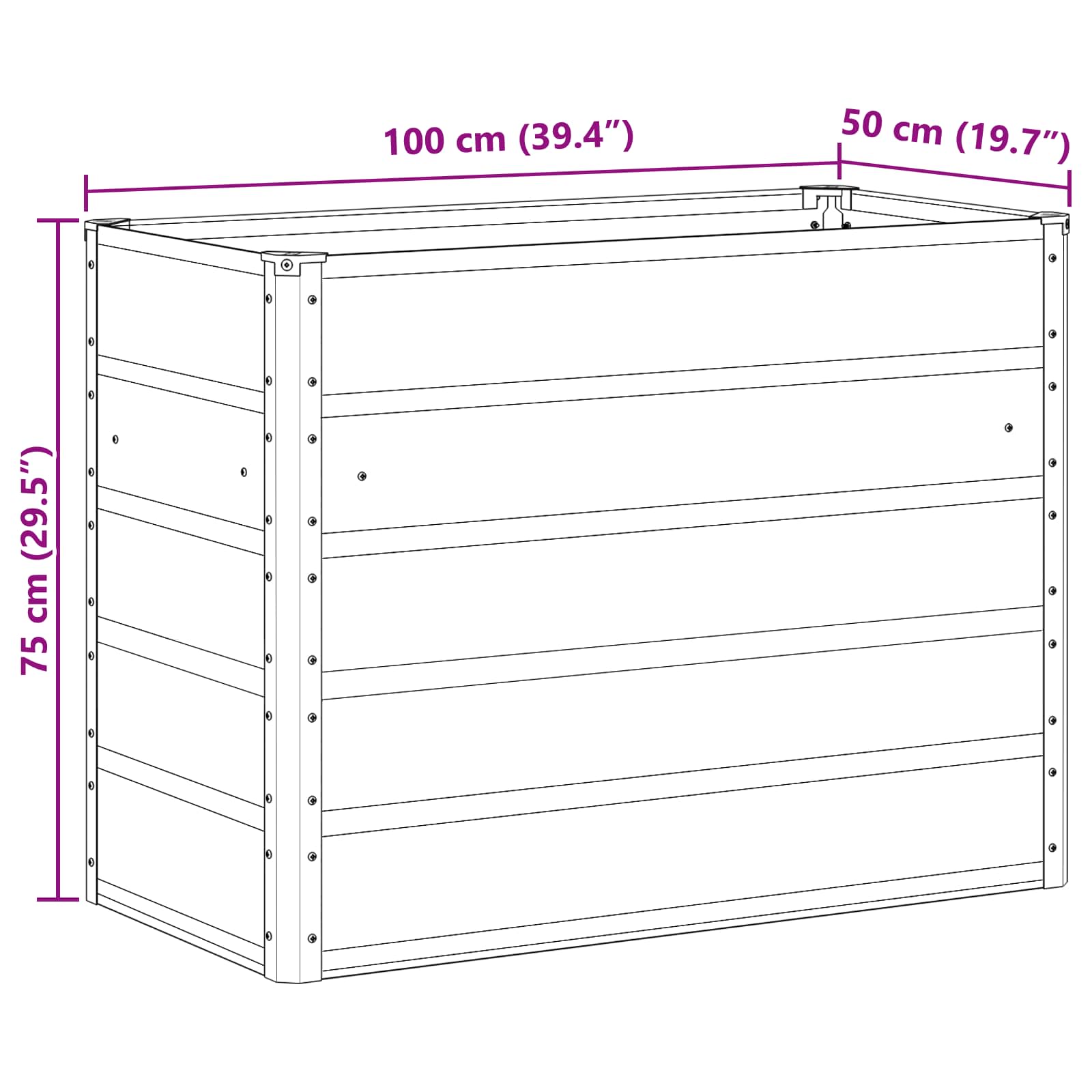 Fioriera Avorio 100 x 50 x 75 cm Acciaio zincato