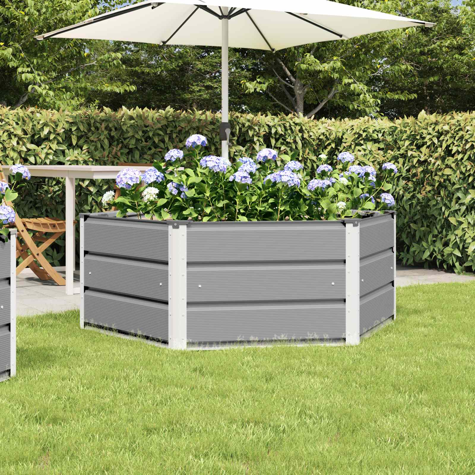 Fioriera Grigio chiaro 129 x 129 x 45 cm Acciaio