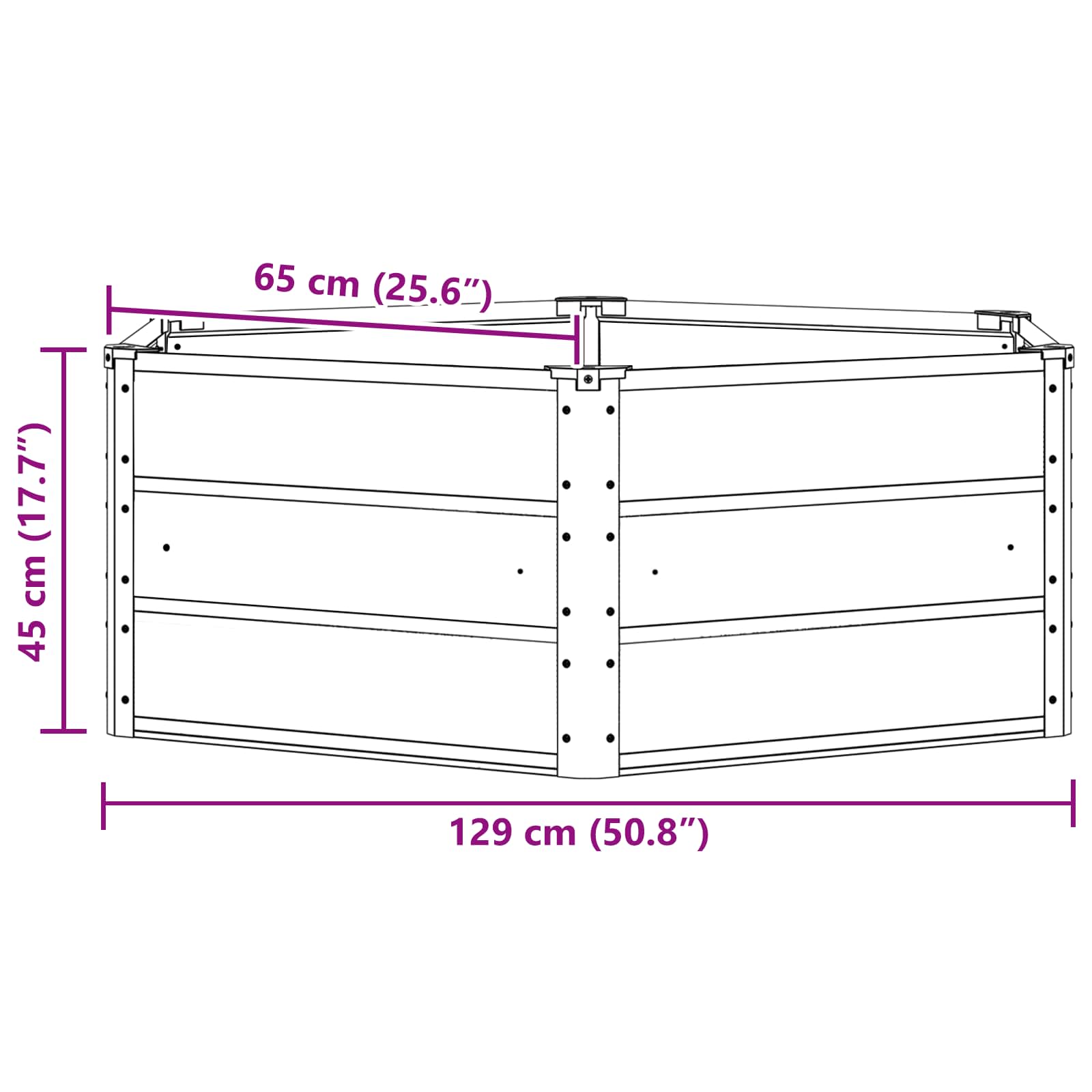 Fioriera Grigio chiaro 129 x 129 x 45 cm Acciaio