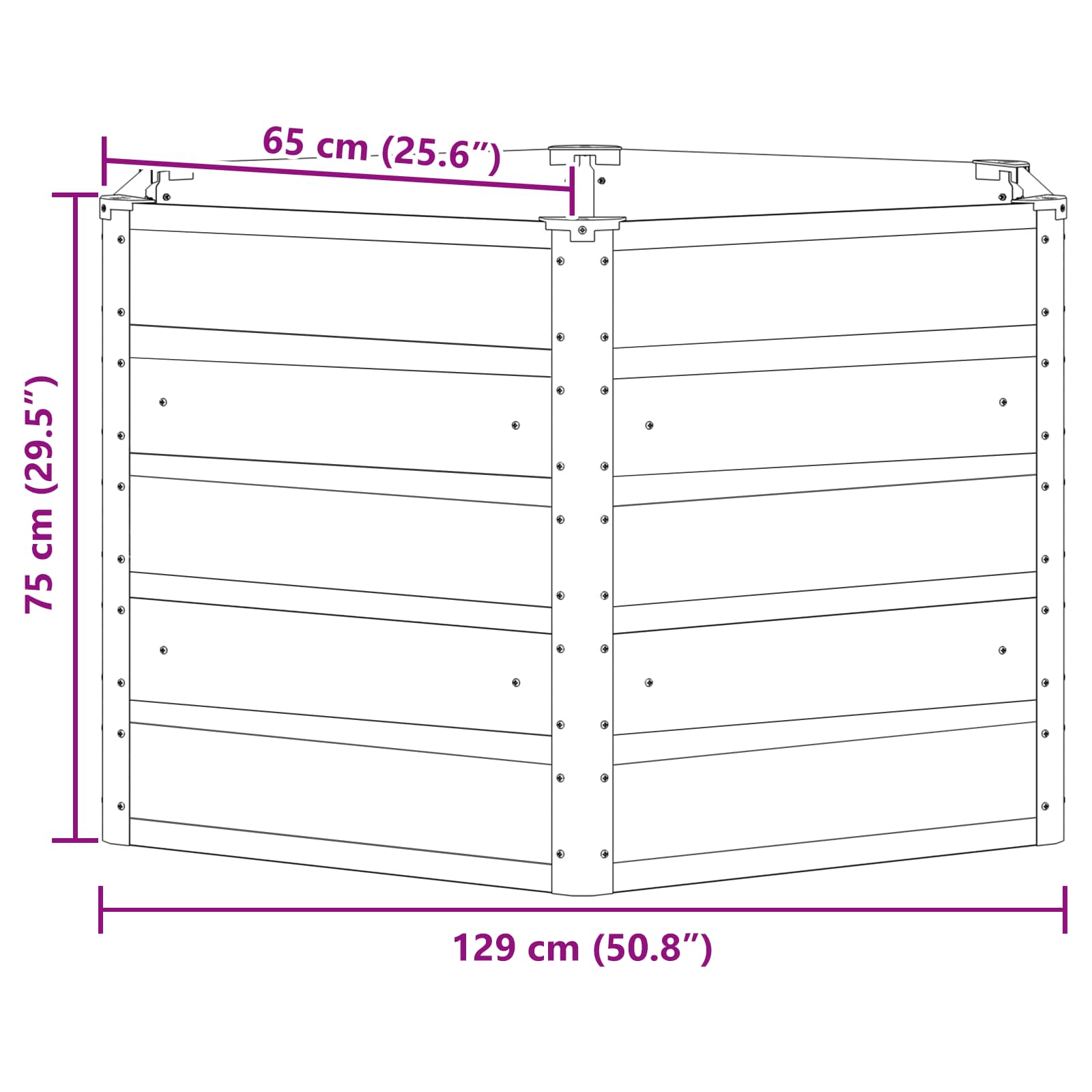 Fioriera Grigio chiaro 129 x 129 x 75 cm Acciaio