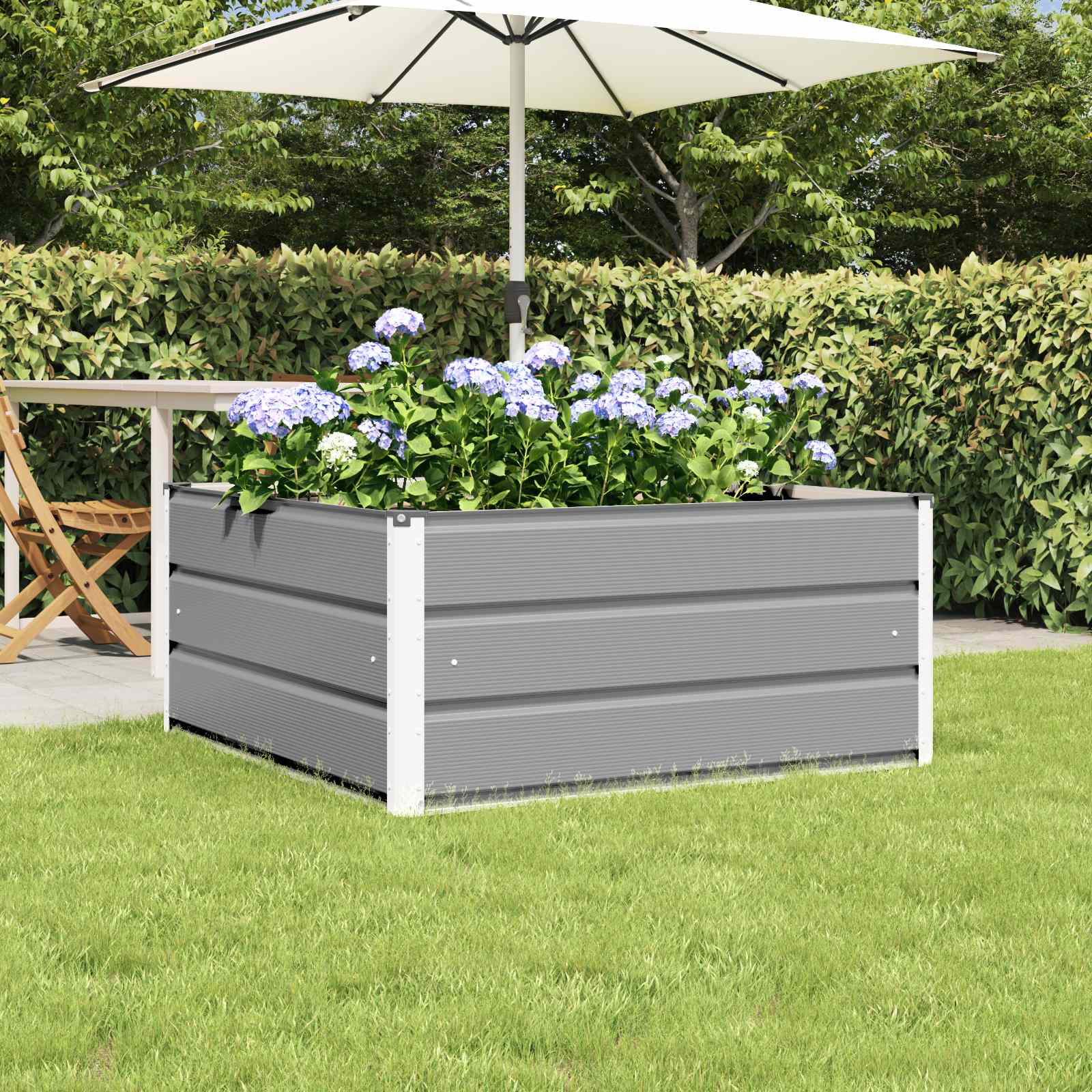 Fioriera Grigio chiaro 100 x 100 x 45 cm Acciaio