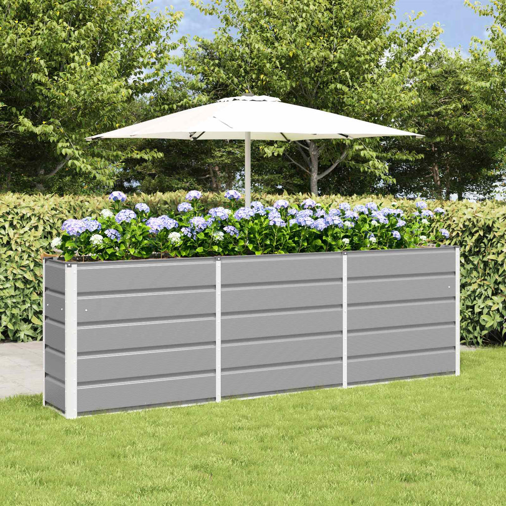 Fioriera Grigio chiaro 240 x 40 x 75 cm Acciaio