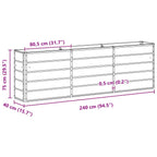 Fioriera Grigio chiaro 240 x 40 x 75 cm Acciaio