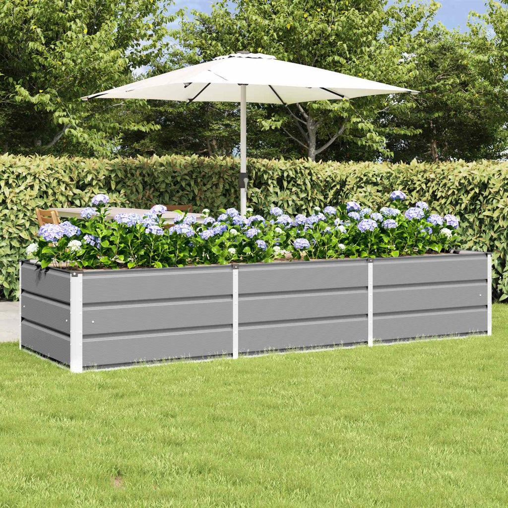 Fioriera Grigio chiaro 240 x 80 x 45 cm Acciaio
