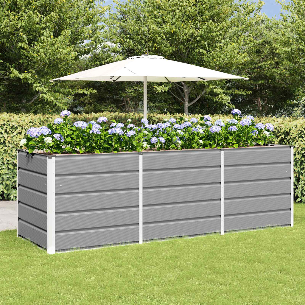 Fioriera Grigio chiaro 240 x 80 x 75 cm Acciaio