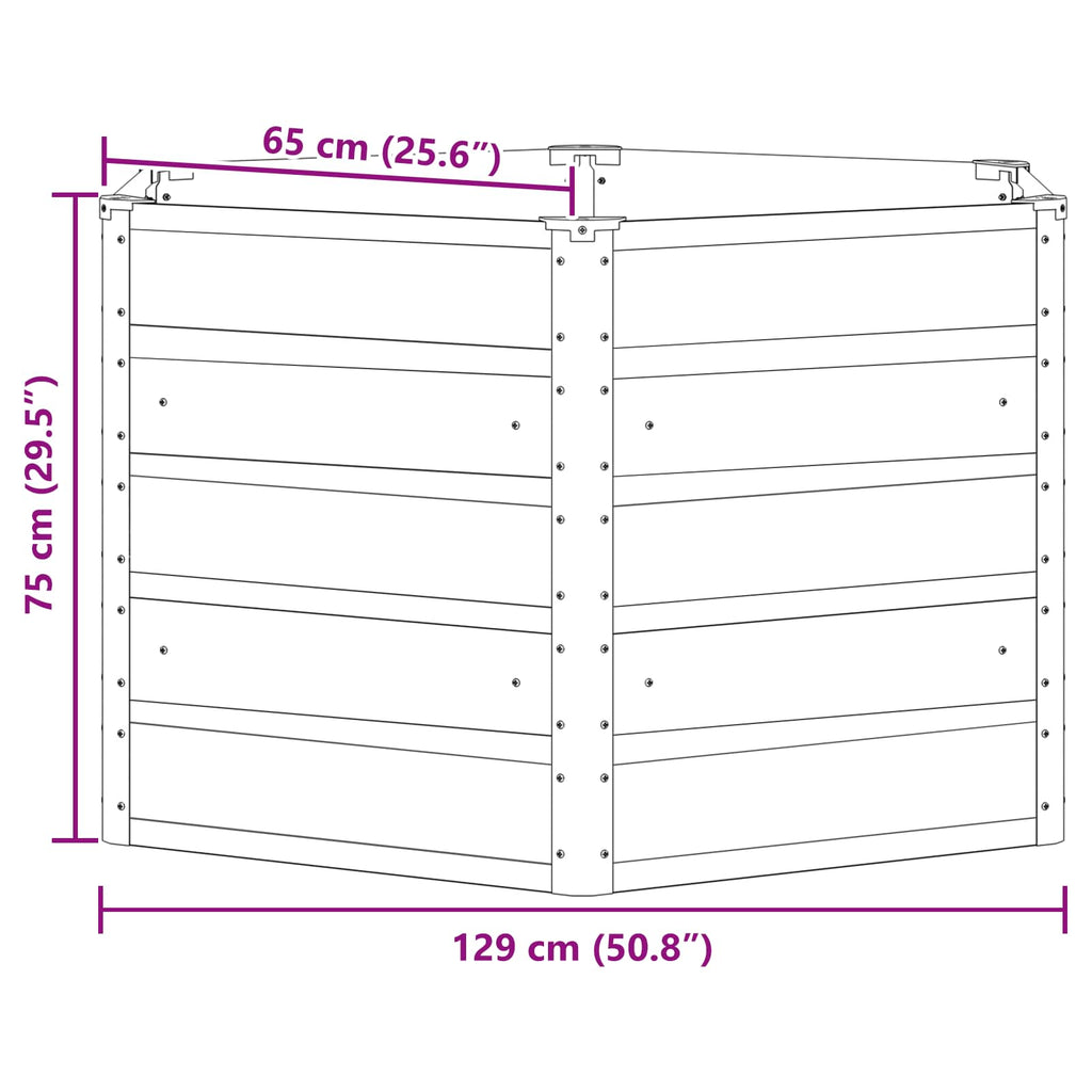 Fioriera Antracite 129 x 129 x 75 cm Acciaio