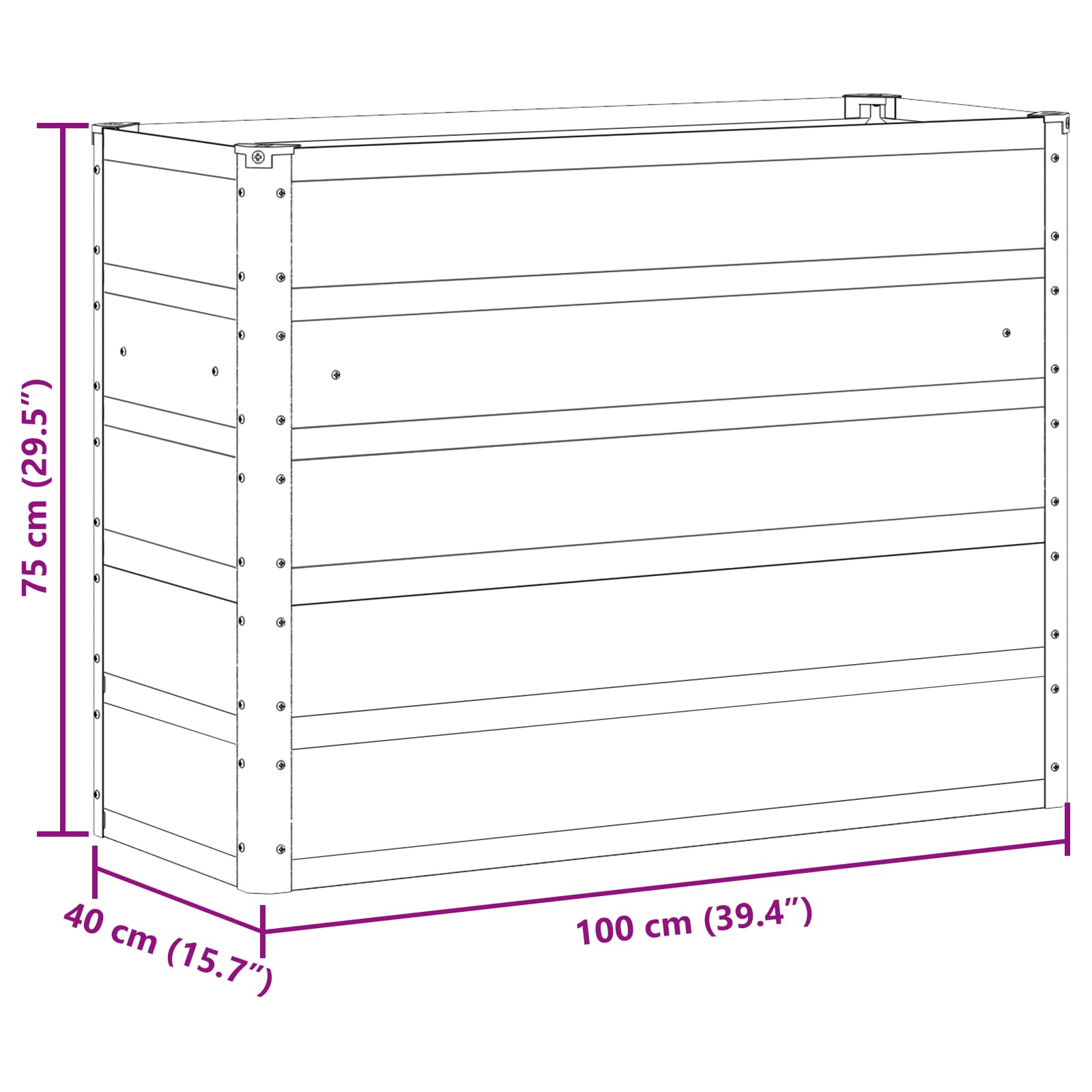 Fioriera Antracite 100 x 40 x 75 cm Acciaio