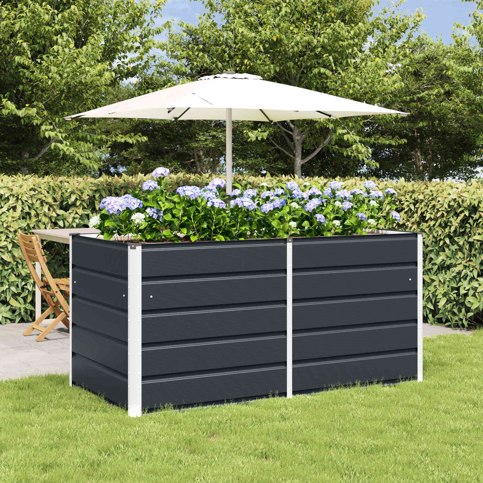 Fioriera Antracite 160 x 80 x 75 cm Acciaio