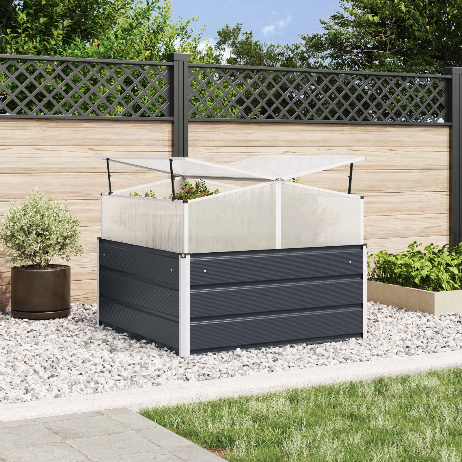 Fioriera Antracite 100 x 100 x 77 cm Acciaio zincato