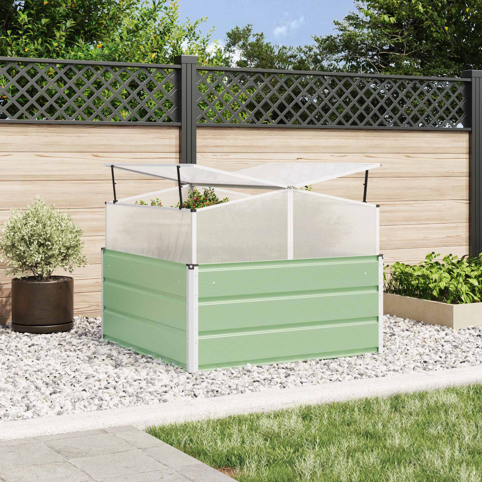 Fioriera Verde Pastello 100 x 100 x 77 cm Acciaio zincato