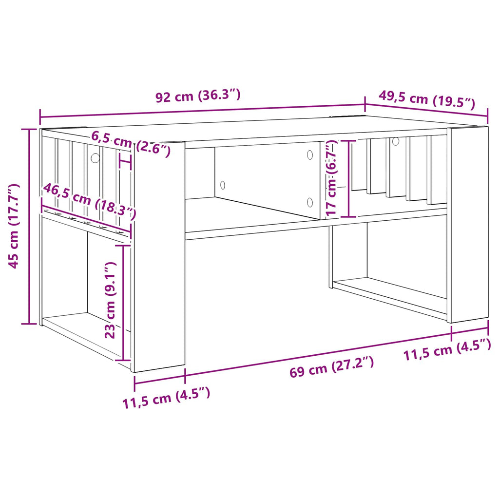 Tavolino da salotto Bianco 92 x 49,5 x 45 cm Legno multistrato