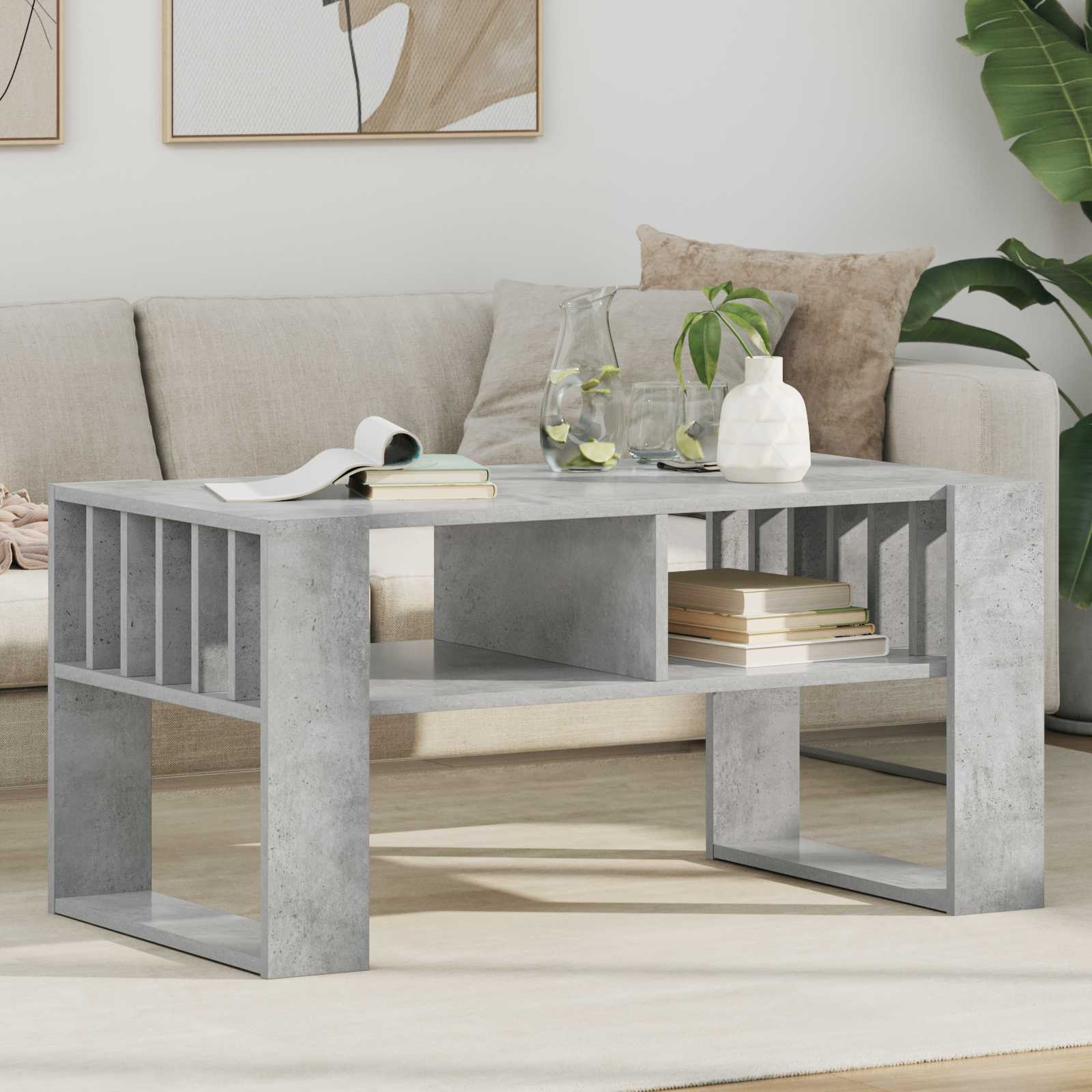 Tavolino da salotto Grigio cemento 92 x 49,5 x 45 cm
