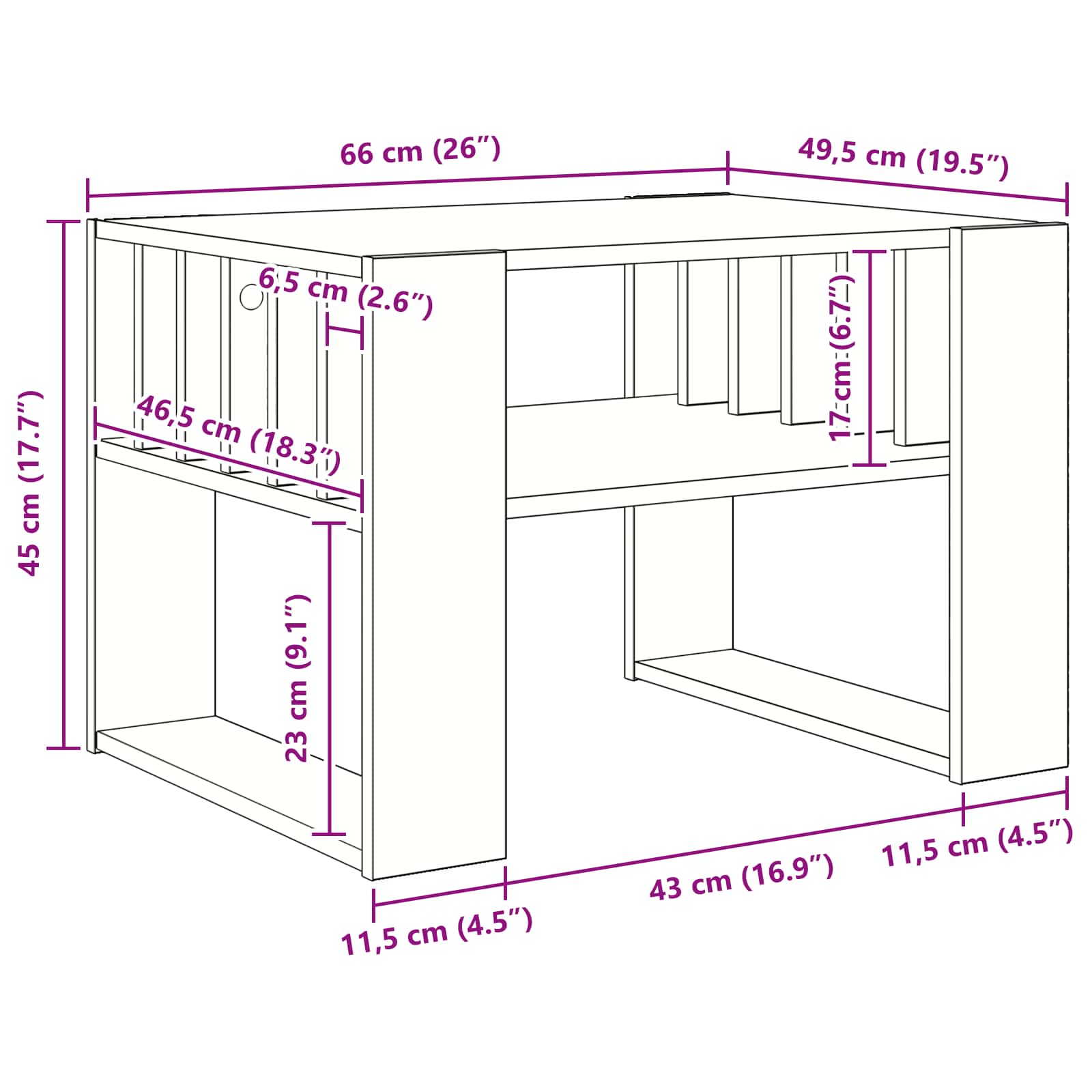 Tavolino da salotto Grigio cemento 66 x 49,5 x 45 cm