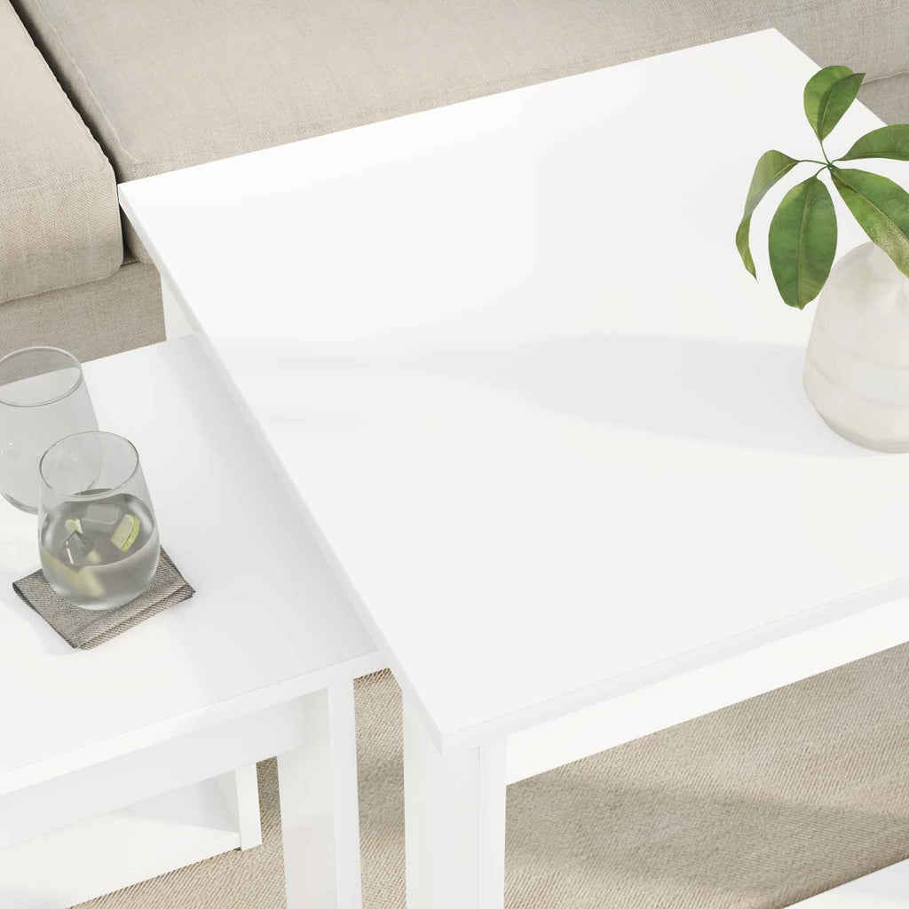 Set di Tavolini da Caffè 2 pcs Bianco Legno multistrato