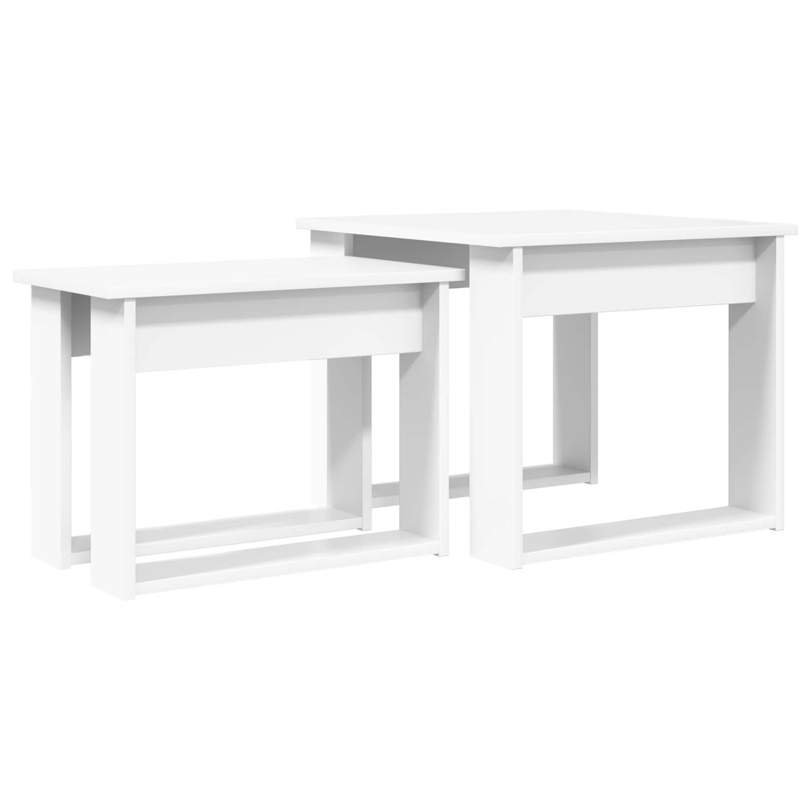Set di Tavolini da Caffè 2 pcs Bianco Legno multistrato