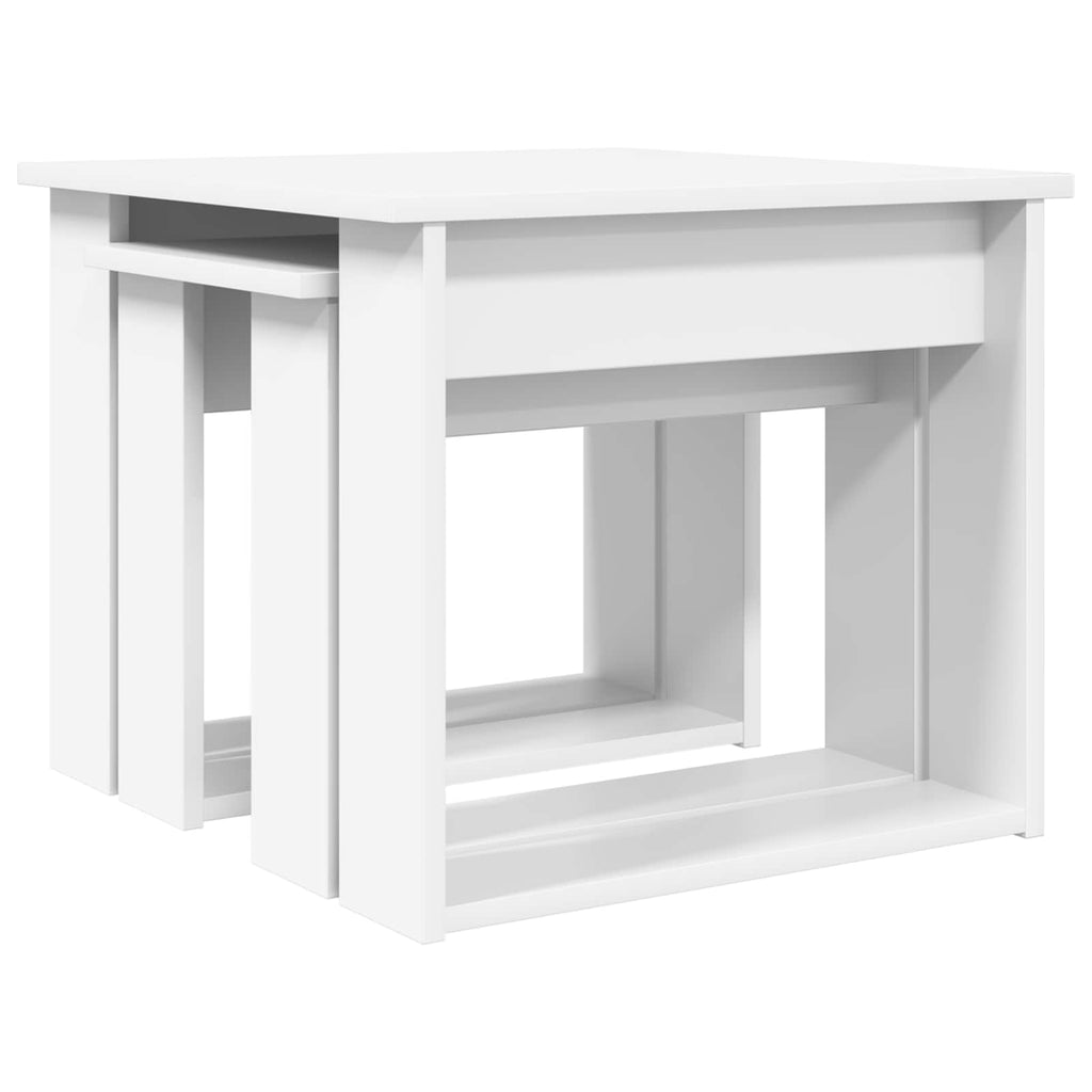 Set di Tavolini da Caffè 2 pcs Bianco Legno multistrato