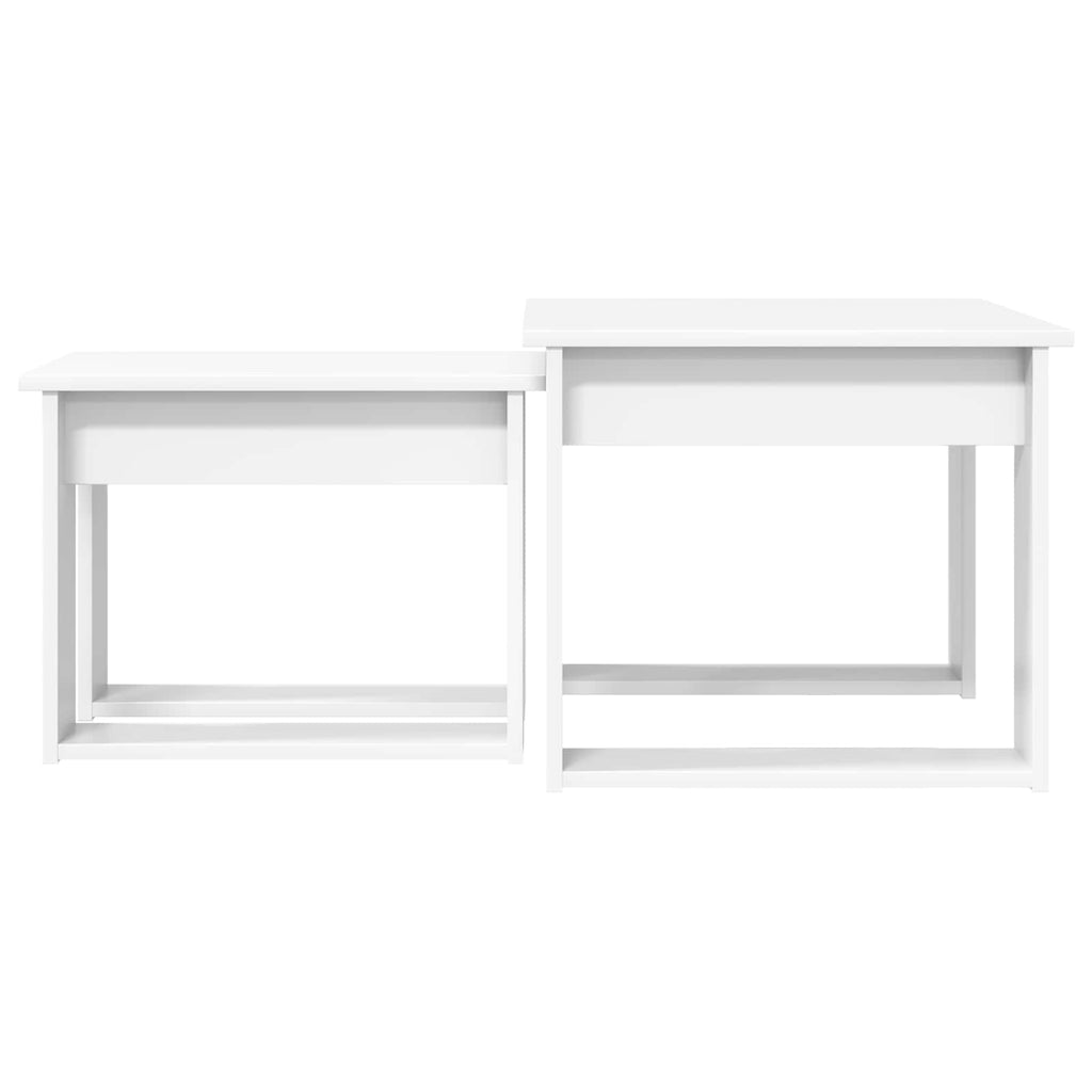 Set di Tavolini da Caffè 2 pcs Bianco Legno multistrato