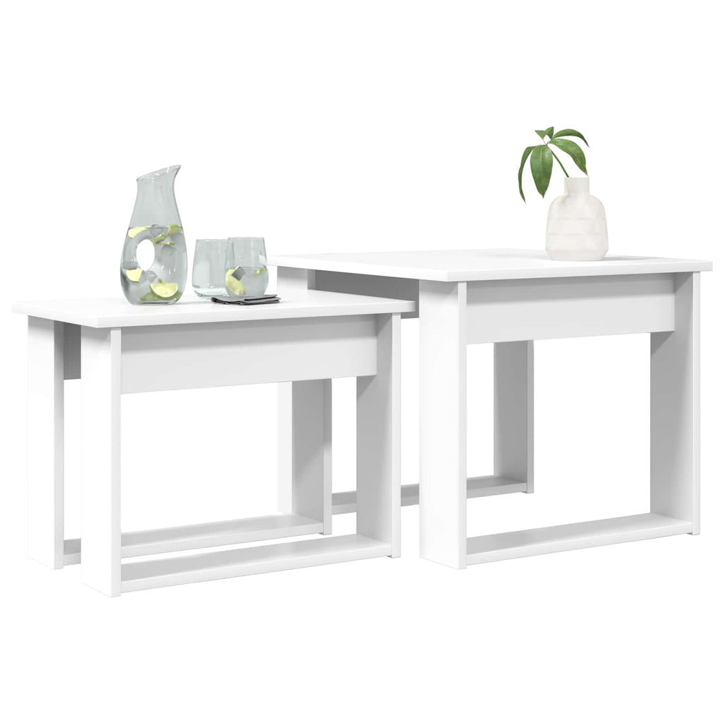 Set di Tavolini da Caffè 2 pcs Bianco Legno multistrato