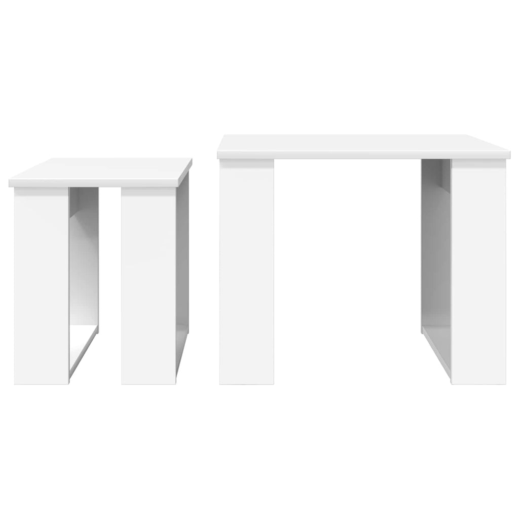 Set di Tavolini da Caffè 2 pcs Bianco Legno multistrato