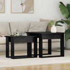 Set di Tavolini da Caffè 2 pcs Rovere Nero Legno multistrato