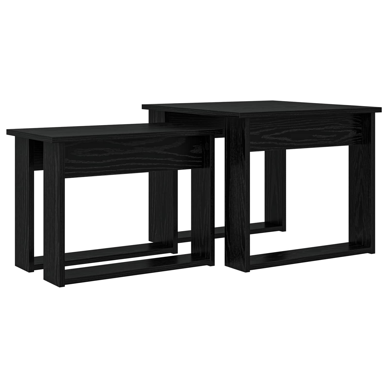 Set di Tavolini da Caffè 2 pcs Rovere Nero Legno multistrato