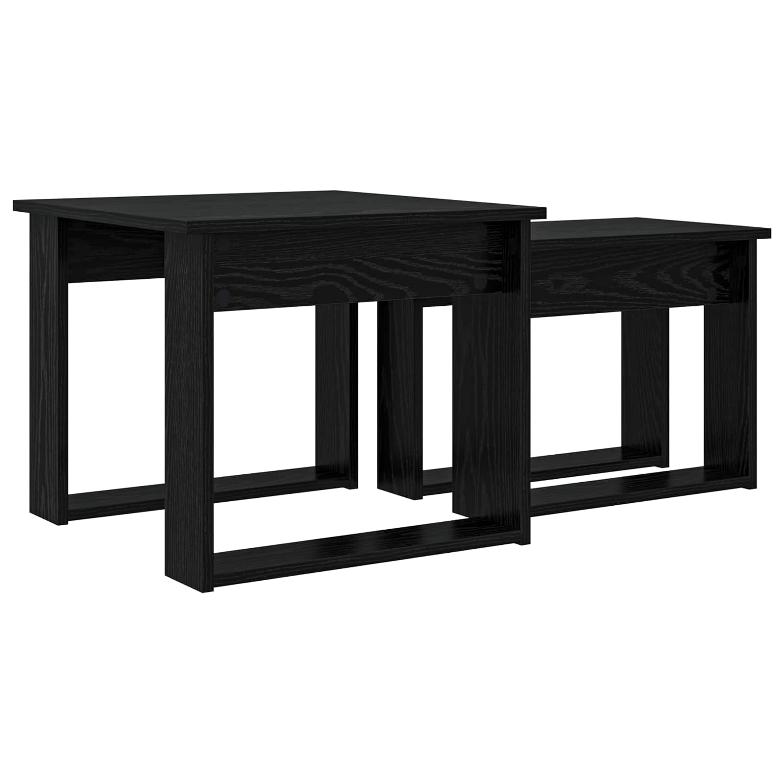 Set di Tavolini da Caffè 2 pcs Rovere Nero Legno multistrato