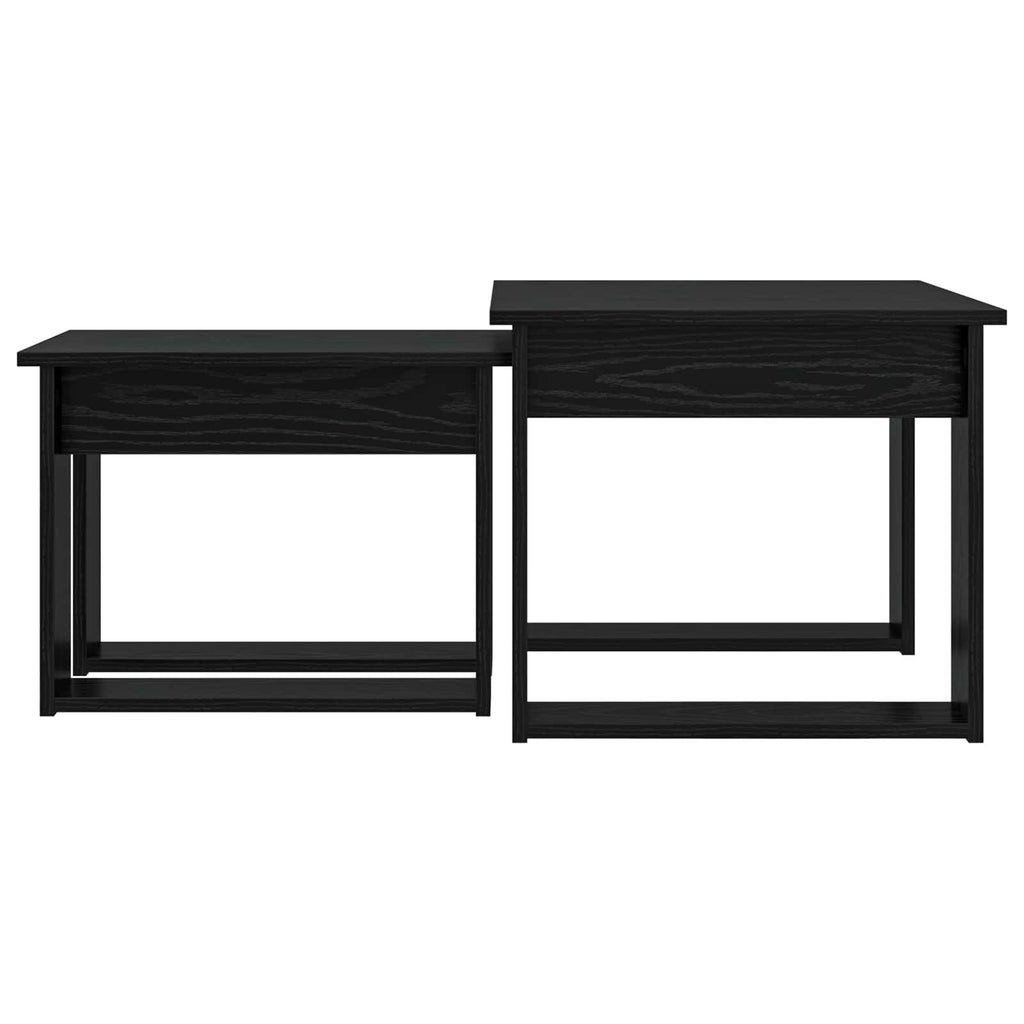 Set di Tavolini da Caffè 2 pcs Rovere Nero Legno multistrato