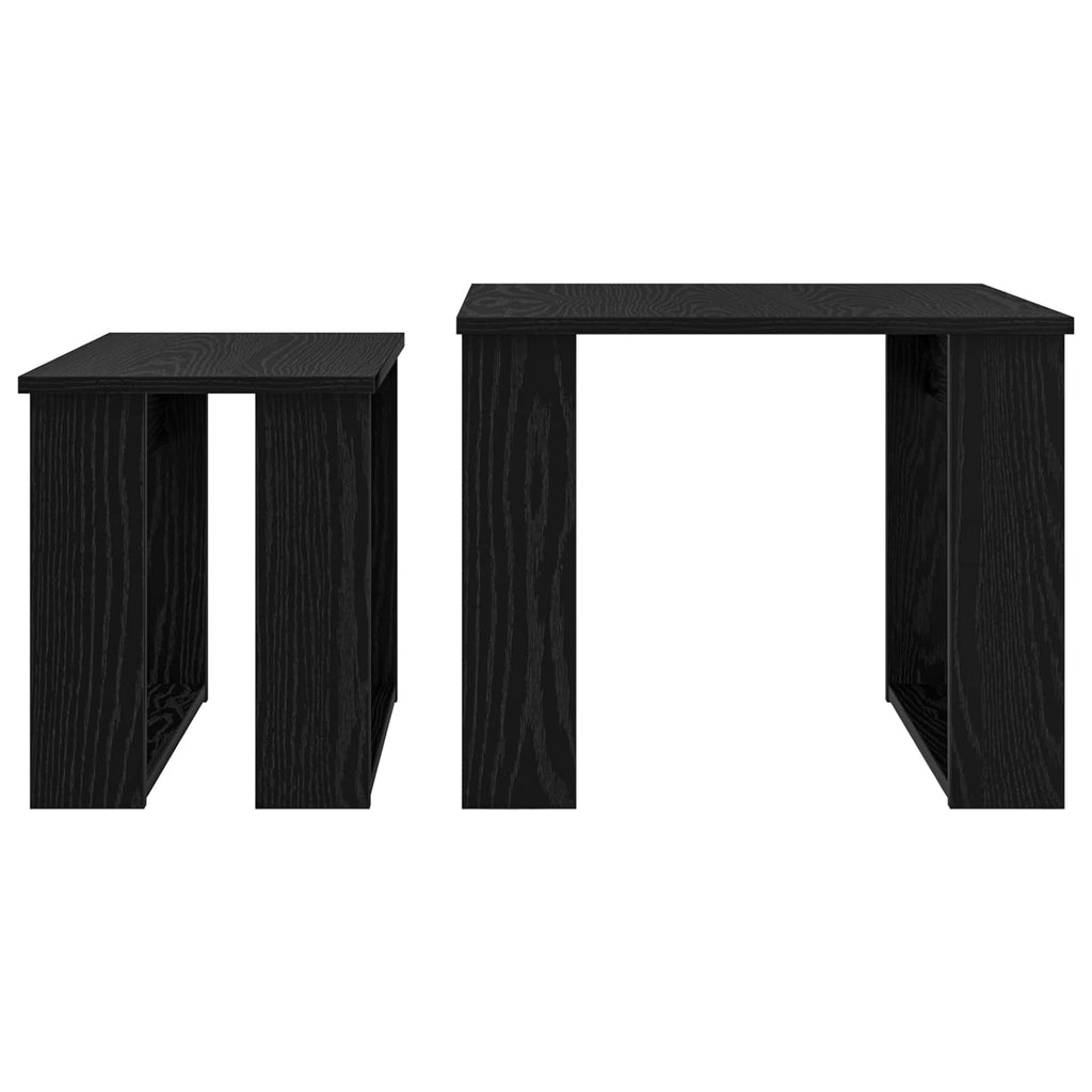 Set di Tavolini da Caffè 2 pcs Rovere Nero Legno multistrato