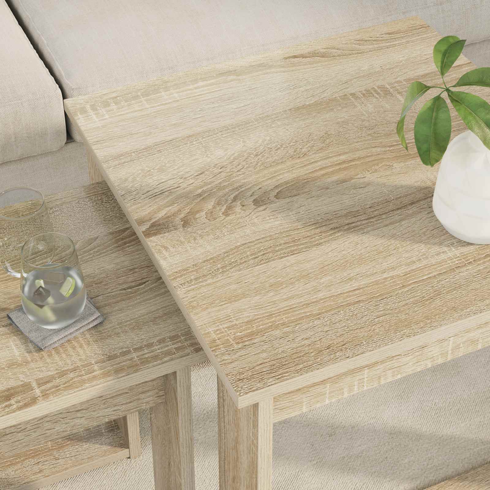 Set di Tavolini da Caffè 2 pcs Rovere Sonoma Legno multistrato