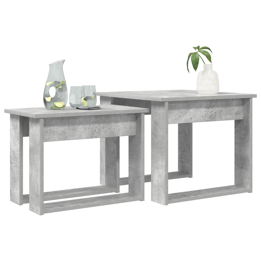 Set di Tavolini da Caffè 2 pcs Grigio cemento Legno multistrato