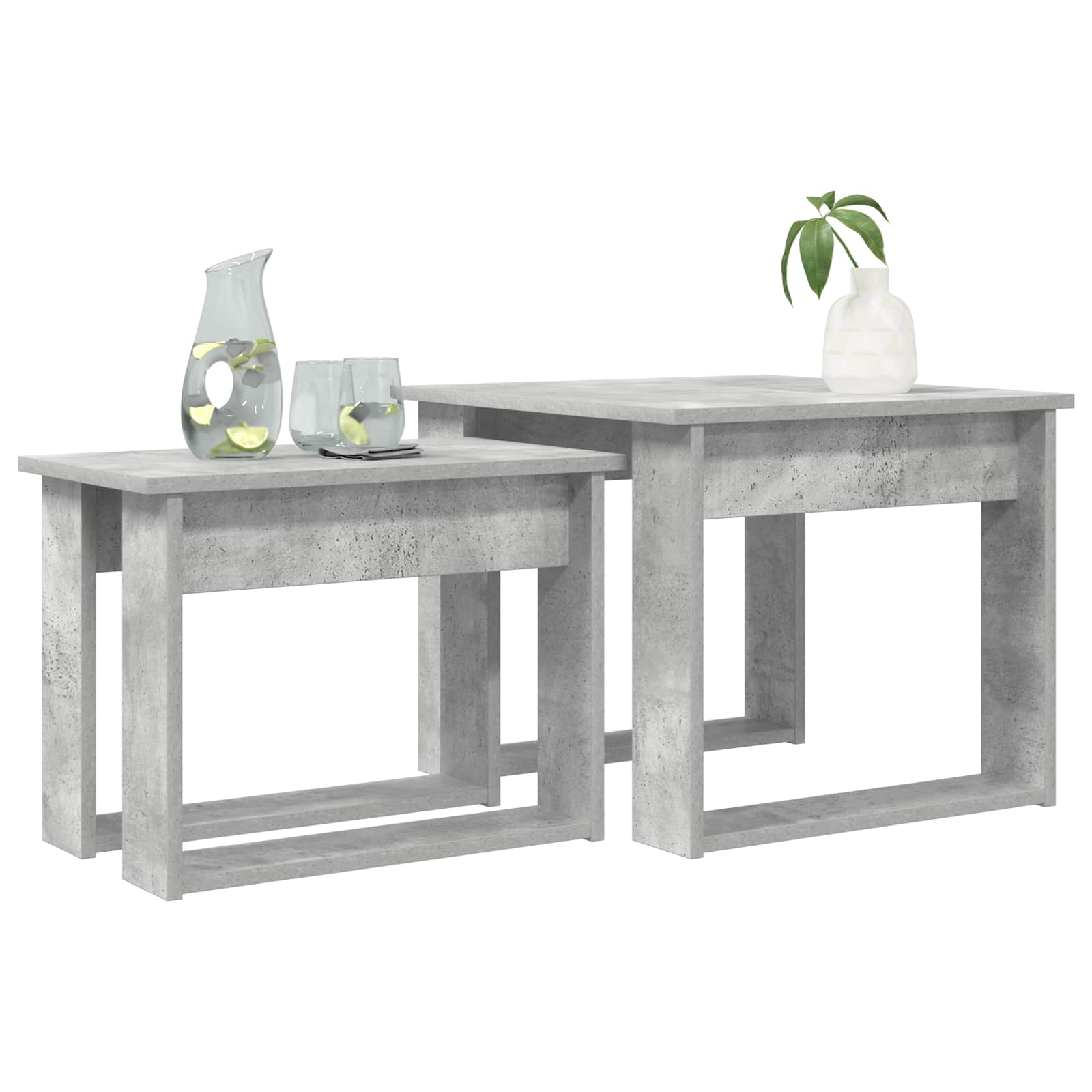 Set di Tavolini da Caffè 2 pcs Grigio cemento Legno multistrato