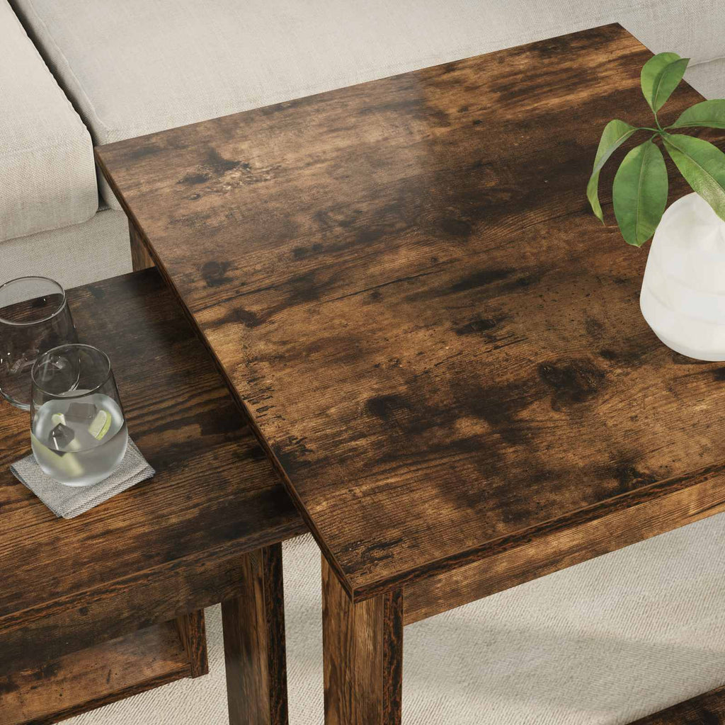 Set di Tavolini da Caffè 2 pcs Rovere fumé Legno multistrato