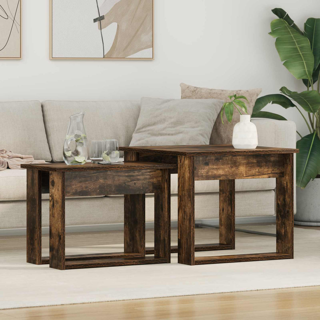 Set di Tavolini da Caffè 2 pcs Rovere fumé Legno multistrato