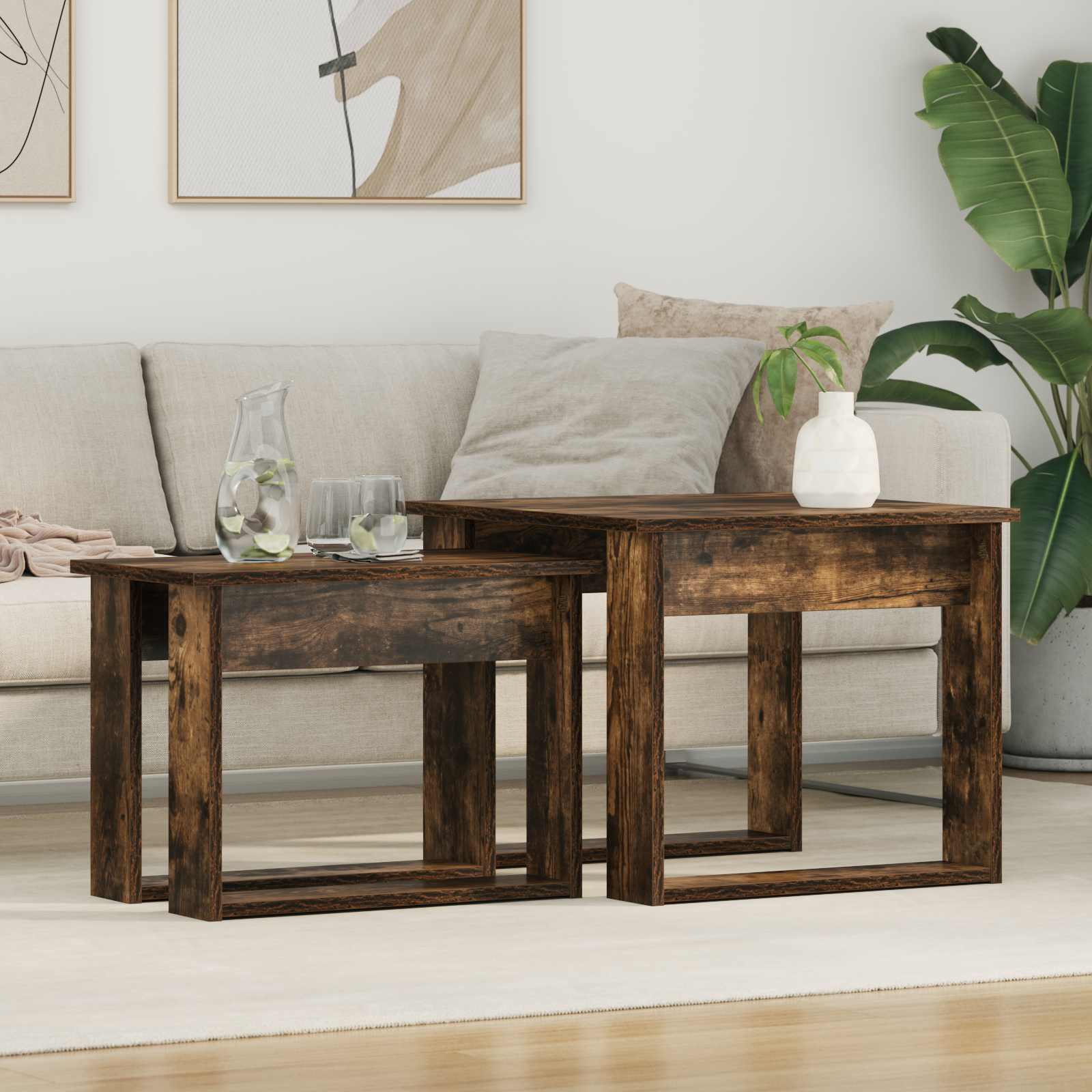 Set di Tavolini da Caffè 2 pcs Rovere fumé Legno multistrato
