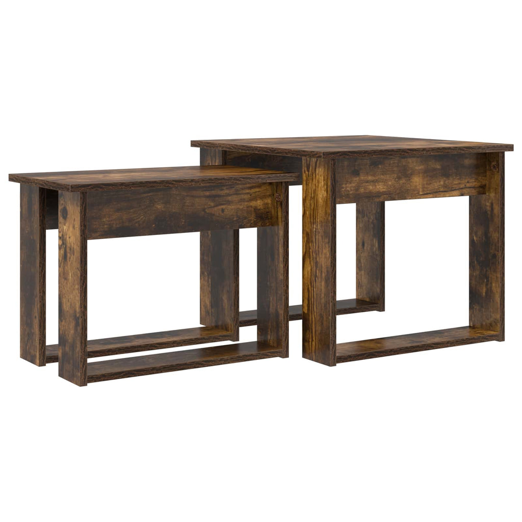 Set di Tavolini da Caffè 2 pcs Rovere fumé Legno multistrato