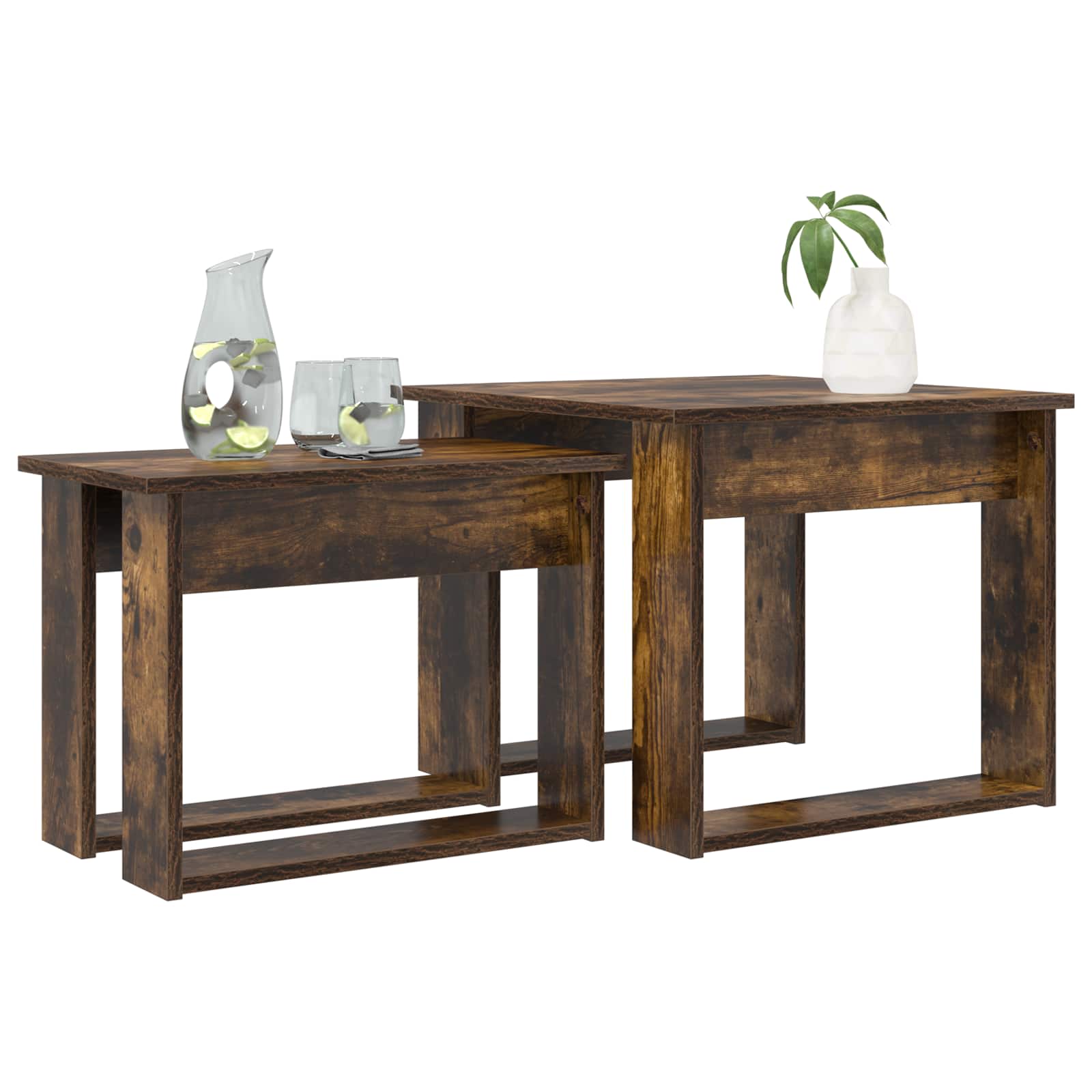 Set di Tavolini da Caffè 2 pcs Rovere fumé Legno multistrato