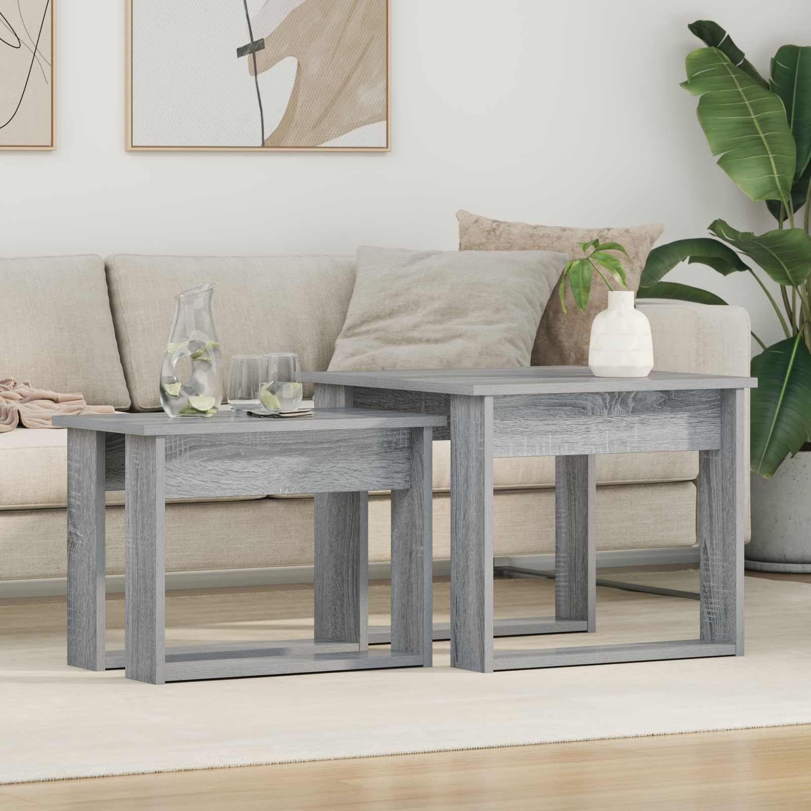 Set di Tavolini da Caffè 2 pcs Grigio Sonoma Legno multistrato