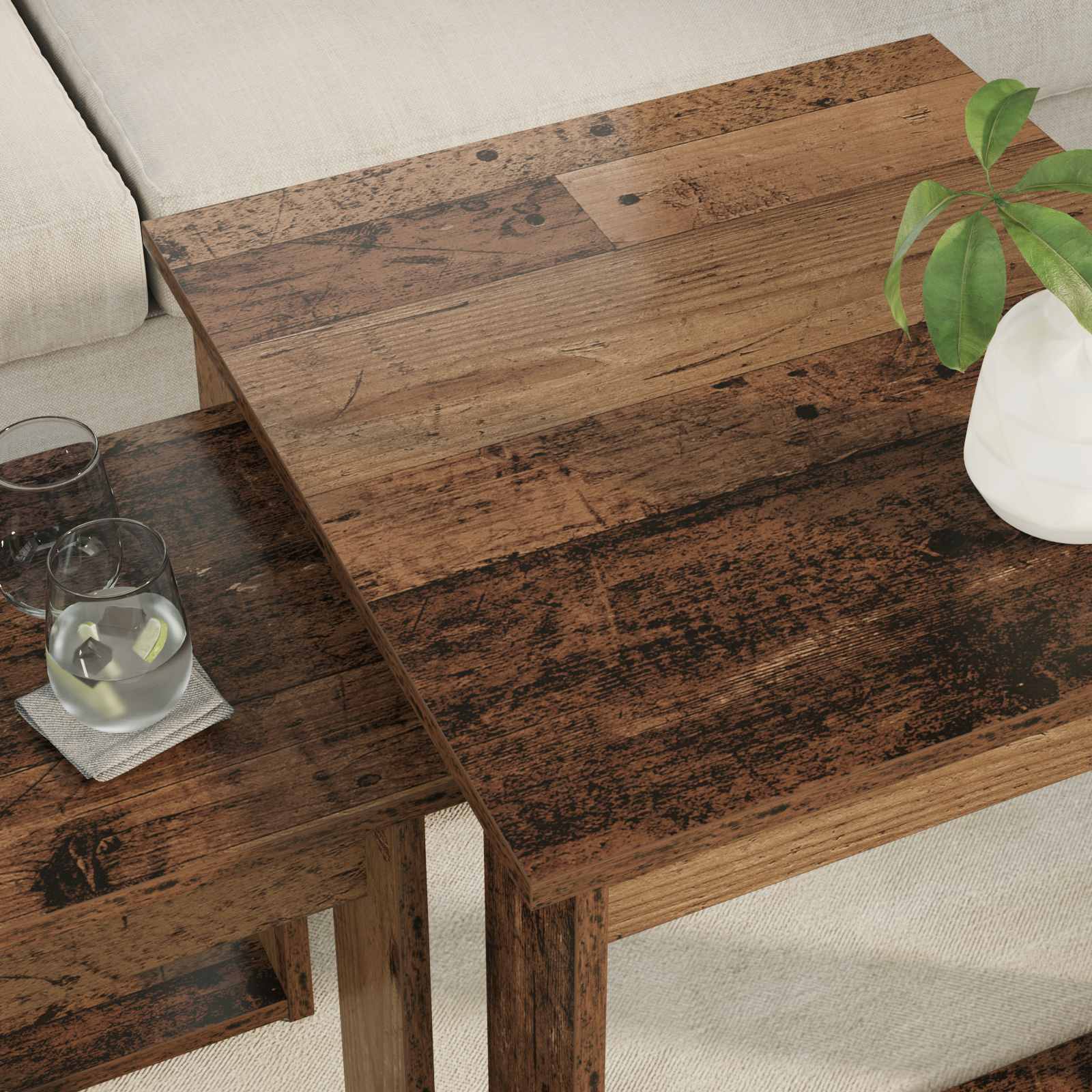 Set di Tavolini da Caffè 2 pcs Legno vecchio Legno multistrato