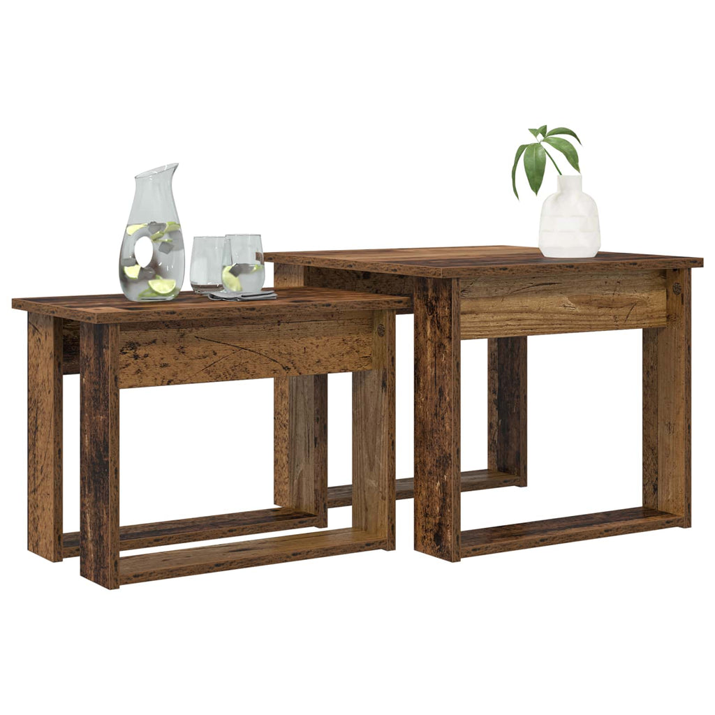 Set di Tavolini da Caffè 2 pcs Legno vecchio Legno multistrato