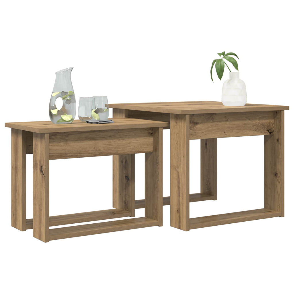 Set di Tavolini da Caffè 2 pcs Rovere artigianale